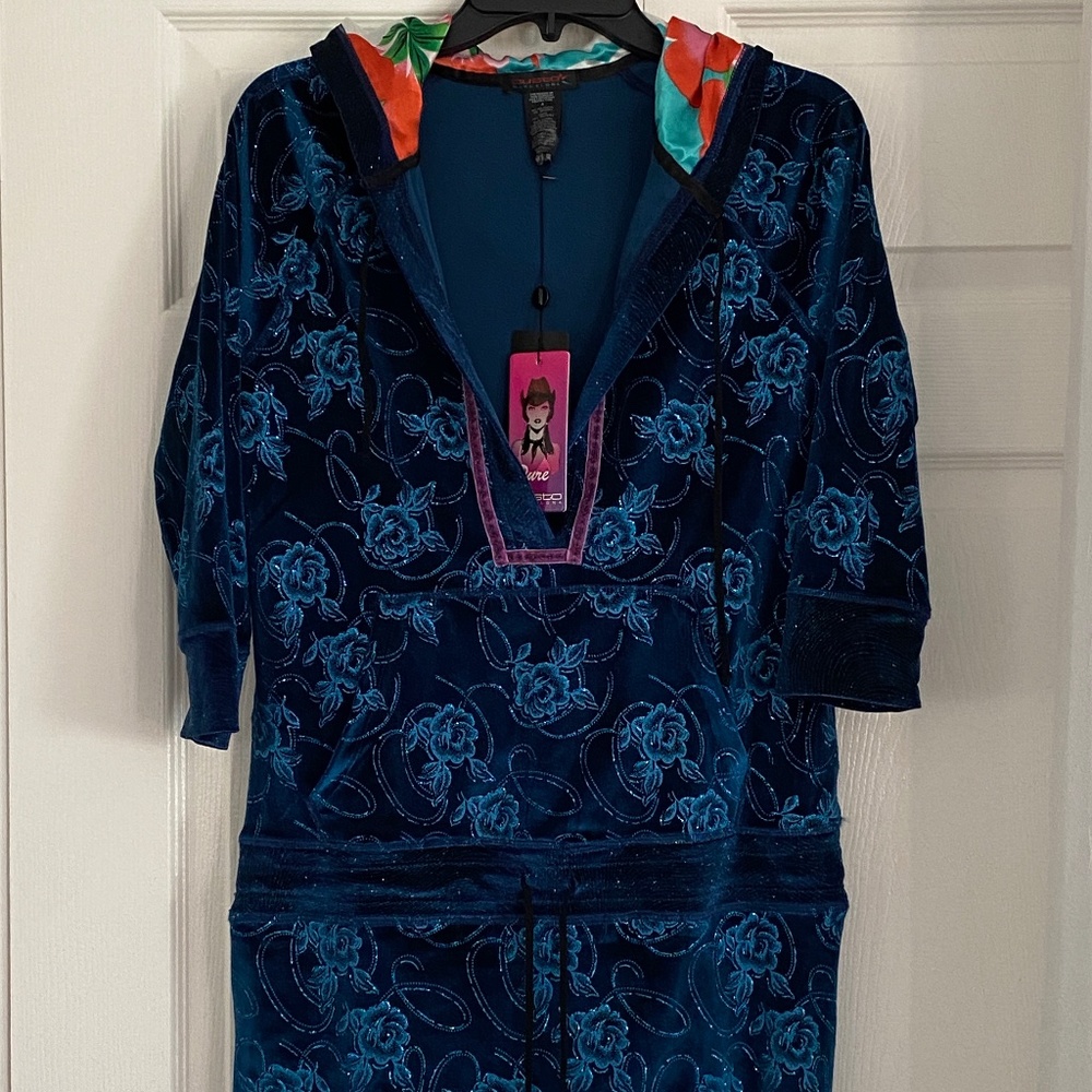 Rare Custo Barcelona Blue / Metallic Tunic Top